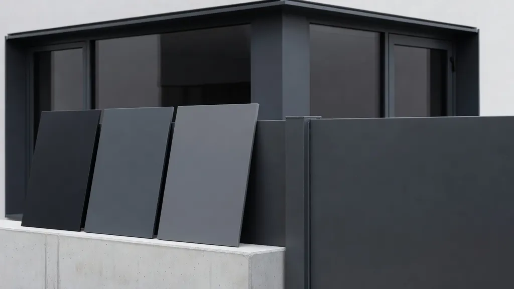 RAL 7021, RAL 7016, RAL 7024 Porównanie Odcieni Szarosci Antracytowej